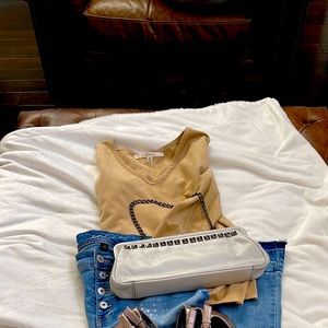 Kenneth Cole silver leather clutch